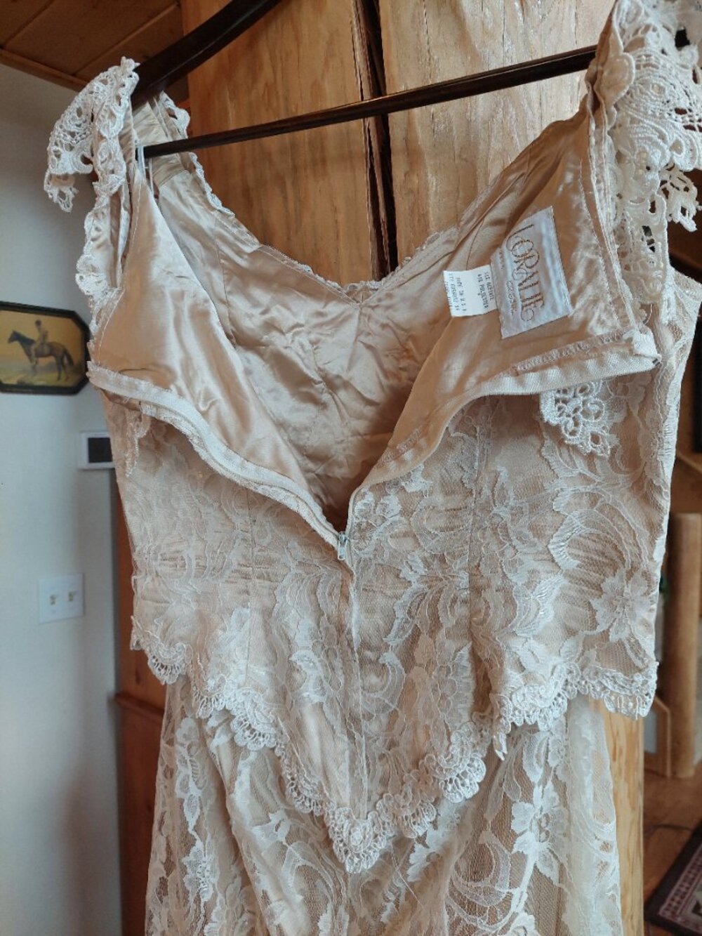 Loralie Originals, Vintage 2 piece lace skirt and top set, Ivory color, size 14 - Picture 6 of 9